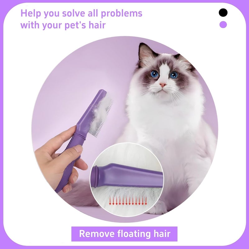 TemApex Pet Comb for Dogs & Cats with Long & Short Stainless Steel Metal Teeth For Shedding and Tangles, Non-Slip & Anti-Static Rubber Handle, Safe & Gentle Pet Grooming Comb - Image 3